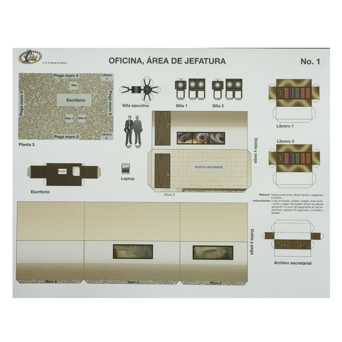 OFICINA MUEBLES Maqueta Para Recortar Y Armar Fuji Hands