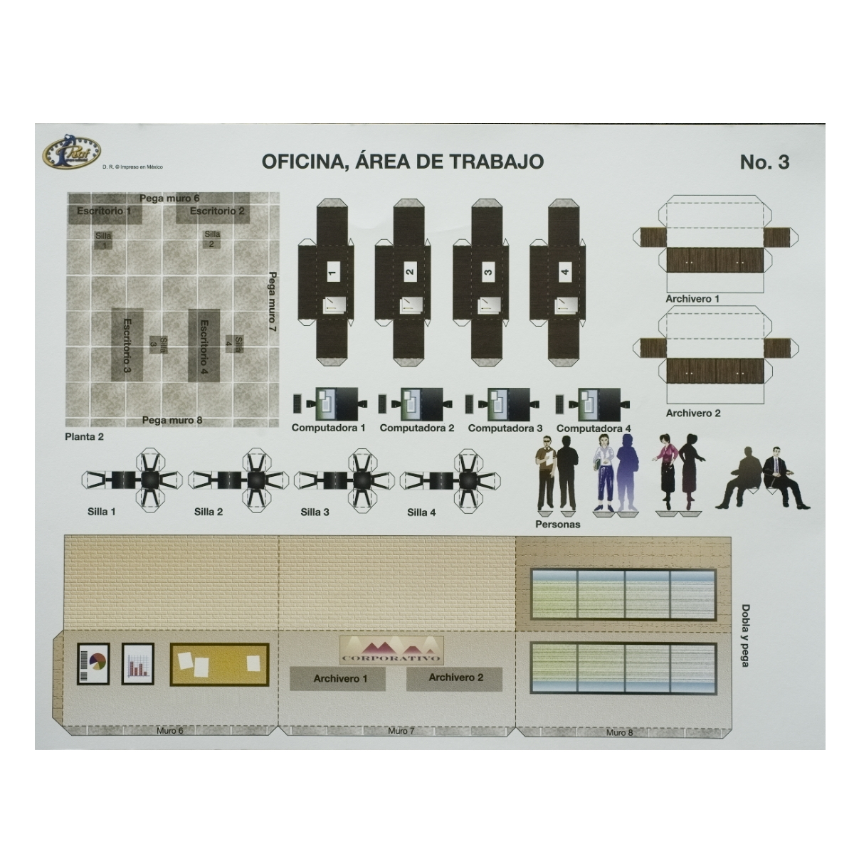 OFICINA MUEBLES Maqueta Para Recortar Y Armar Fuji Hands