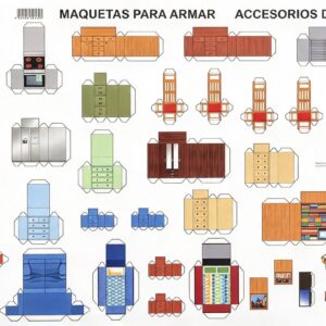 MUEBLES ACCESORIOS CASA HABITACION Maqueta Recortar Armar