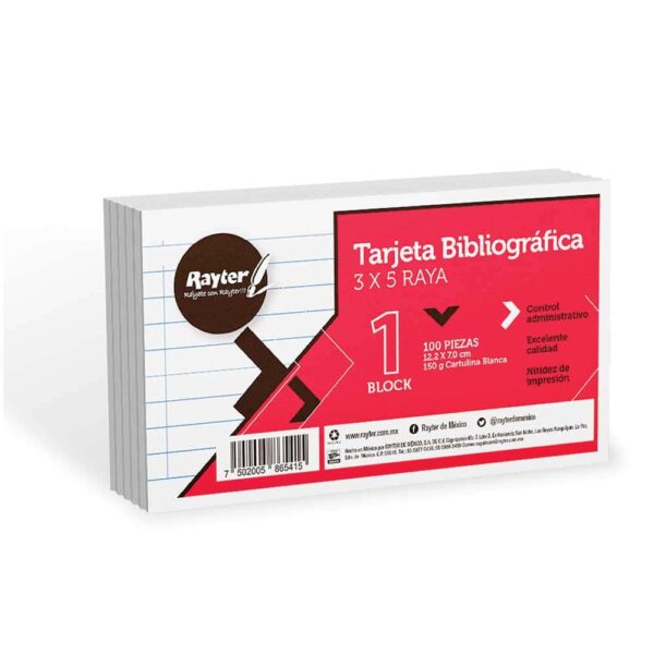 Tarjetas de cartulina (Blancas - Raya)